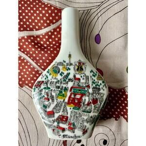 Vintage Munich cityscape mini alcohol bottle West Germany herb liqueur